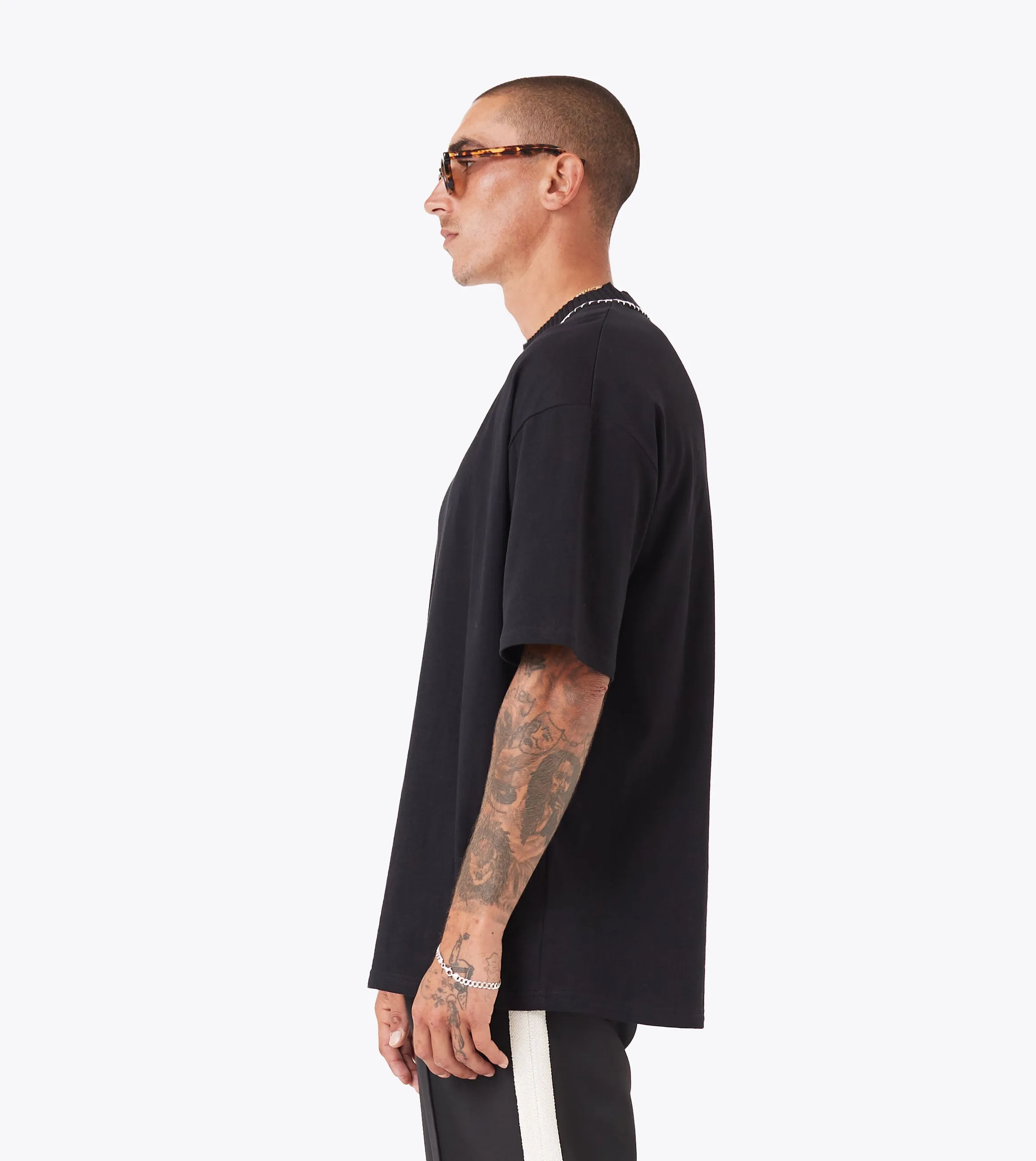 Stitched Lounge Tee Black Weekend Smart Garment Dyed Technique