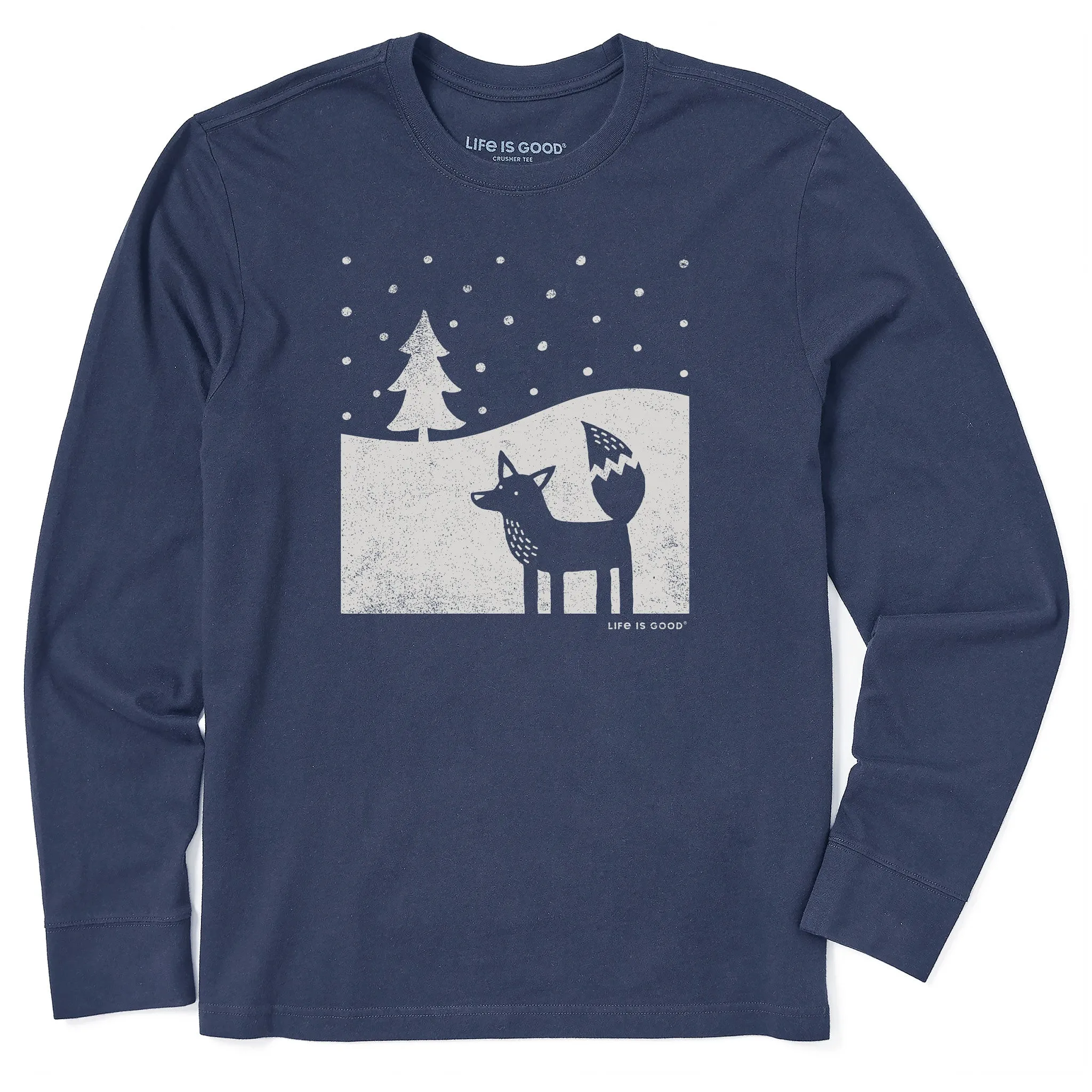 print design Men's Fox in Winter Long Sleeve Crusher Tee