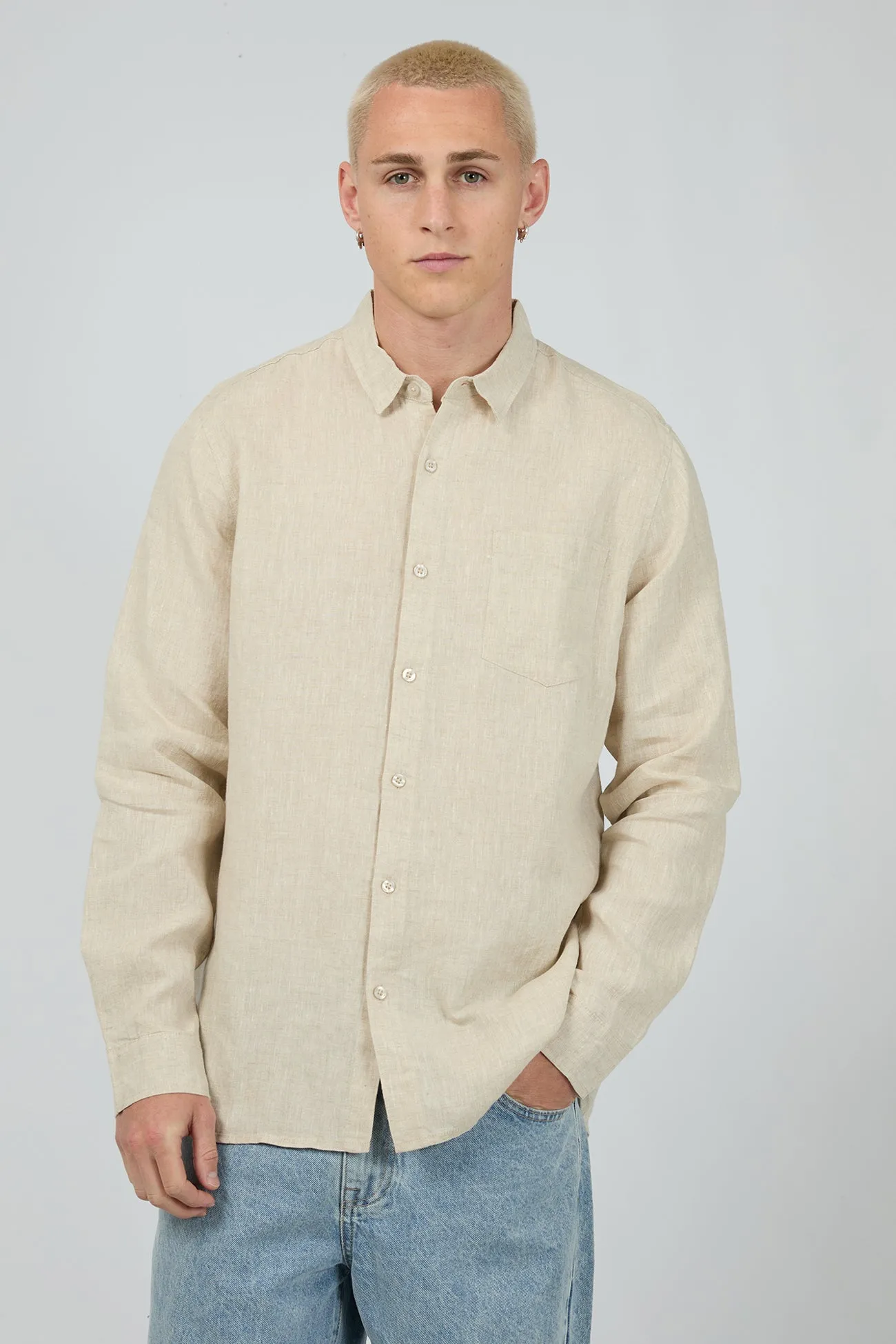 Linen Long Sleeve Shirt II Natural BiodegradableMaterial