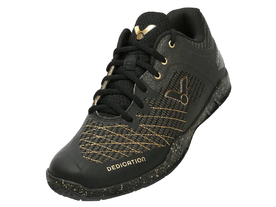 Elite Cushioning Airflow Optimized Vamp Victor VGHS CX Court Shoes [Black/Gold]