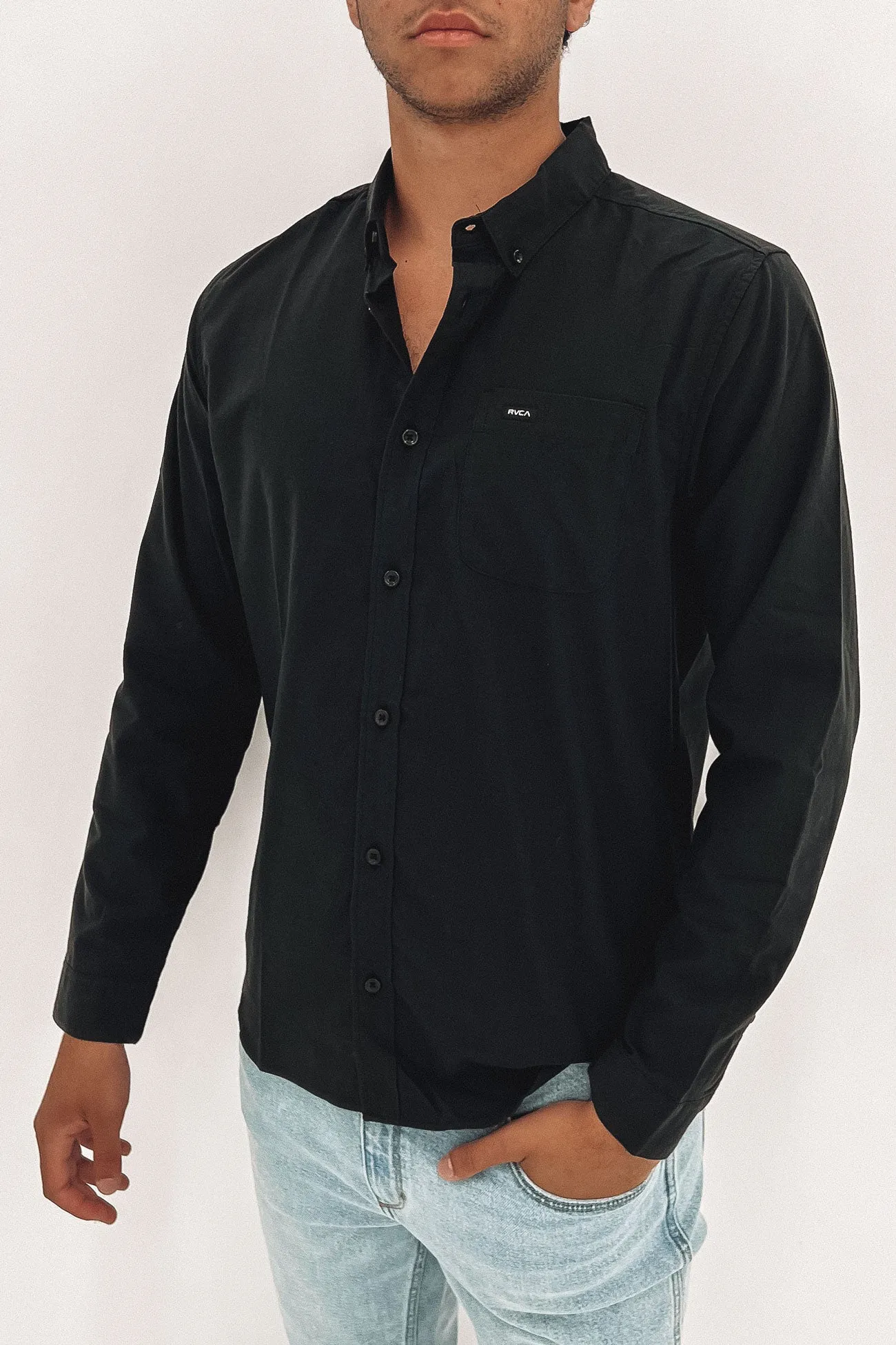 Slim Fit Design Slim Comfort That'll Do Stretch Long Sleeve Shirt Black