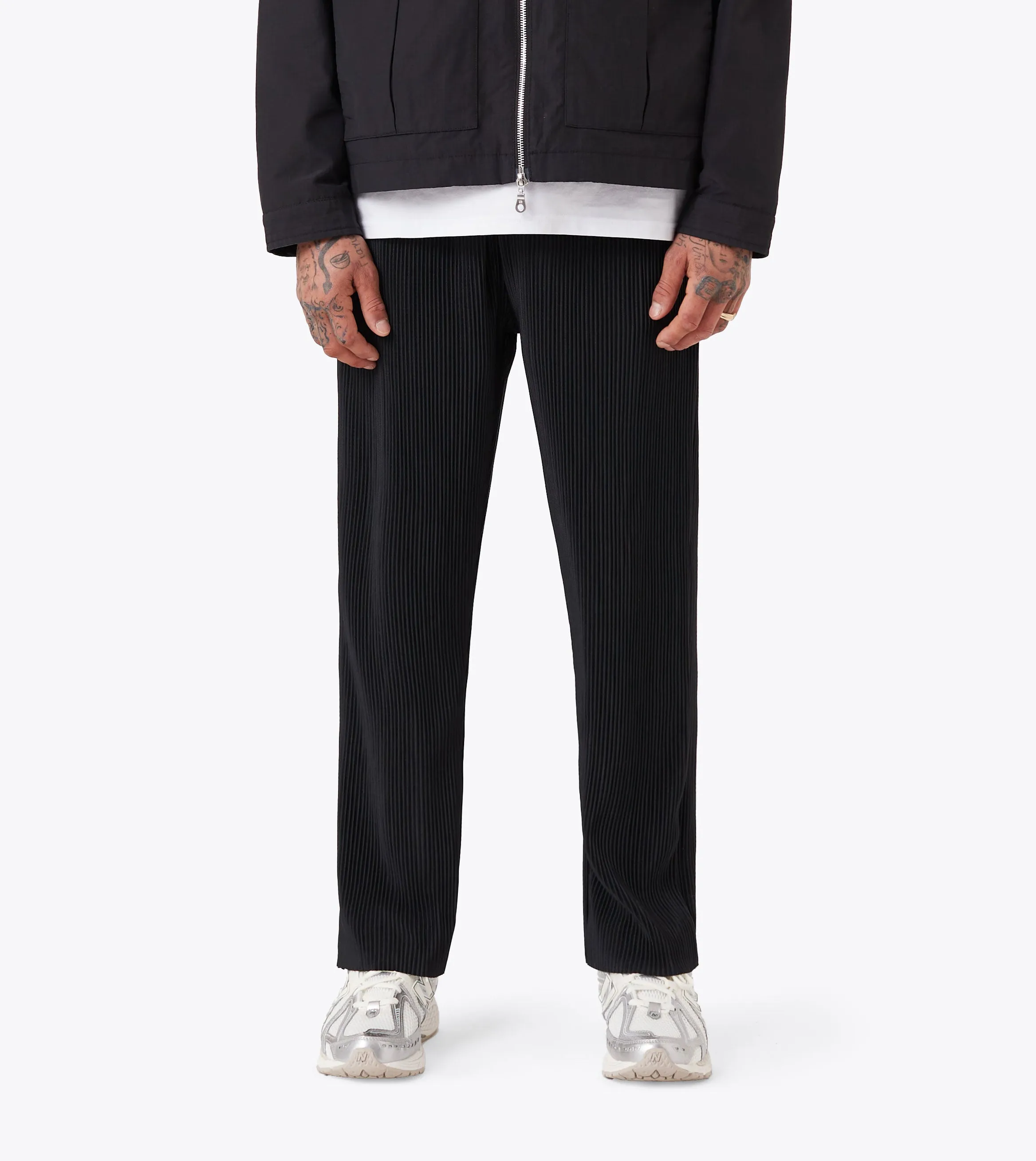 Pleated Pant Black AntiStaticLining NoBuckleDesign