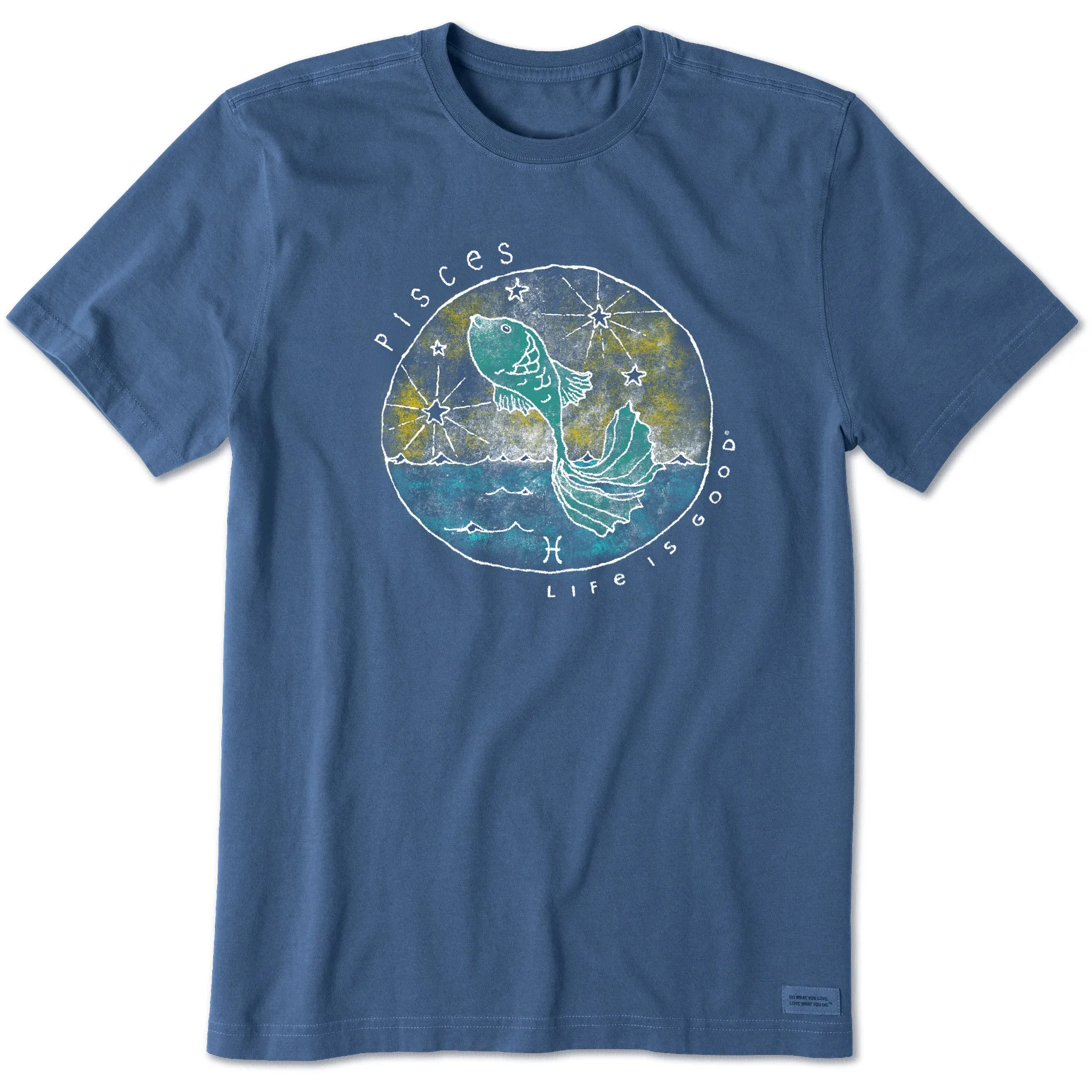 Men's Trippy Pisces Short Sleeve Crusher Tee Minimalist Stitching