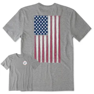 Casual Comfort Wear Men's Vertical USA Flag Baseball Short Sleeve Tee