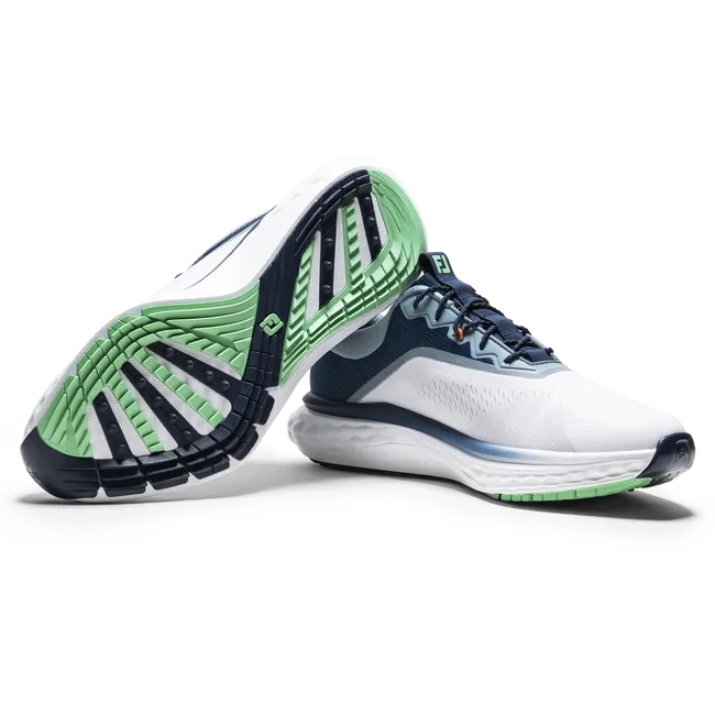 FootJoy Men's Quantum Golf Shoe- White/Navy/Green Support Tech