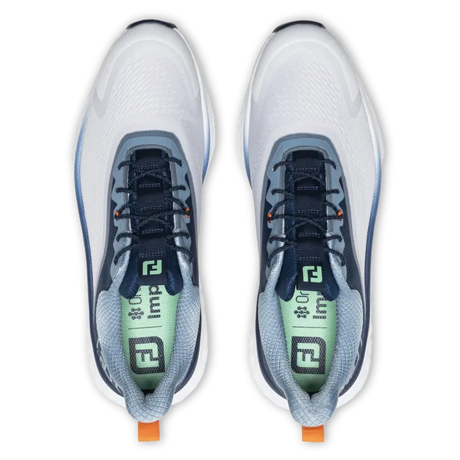 FootJoy Men's Quantum Golf Shoe- White/Navy/Green Course Comfort Perfect Traction