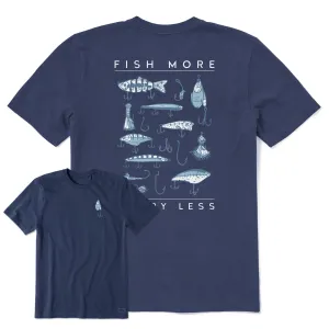 casual outing Classic Wearable Men's Fish More Worry Less Hooks and Tackle Short Sleeve Tee