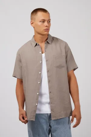 Linen Short Sleeve Shirt Mushroom funky