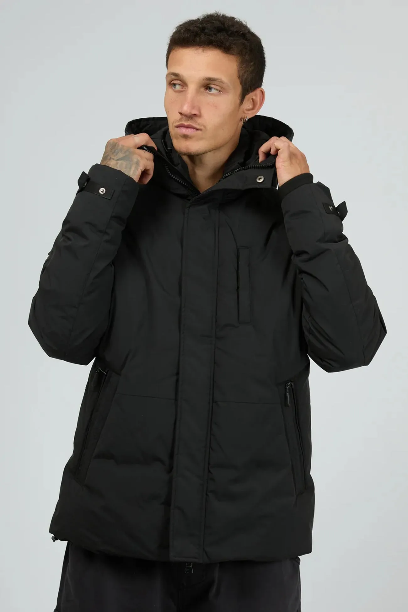 Crisp Air Piece Taped Edges Hex Jacket Black