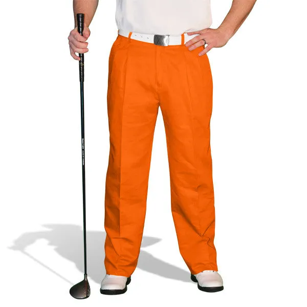 Golf Knickers: Mens 'Par 4' Cotton/Ramie Golf Trousers - Orange Comfort Layer