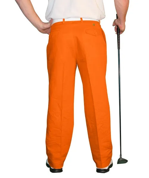 FlexFoamPadding Packable design Golf Knickers: Mens 'Par 4' Cotton/Ramie Golf Trousers - Orange