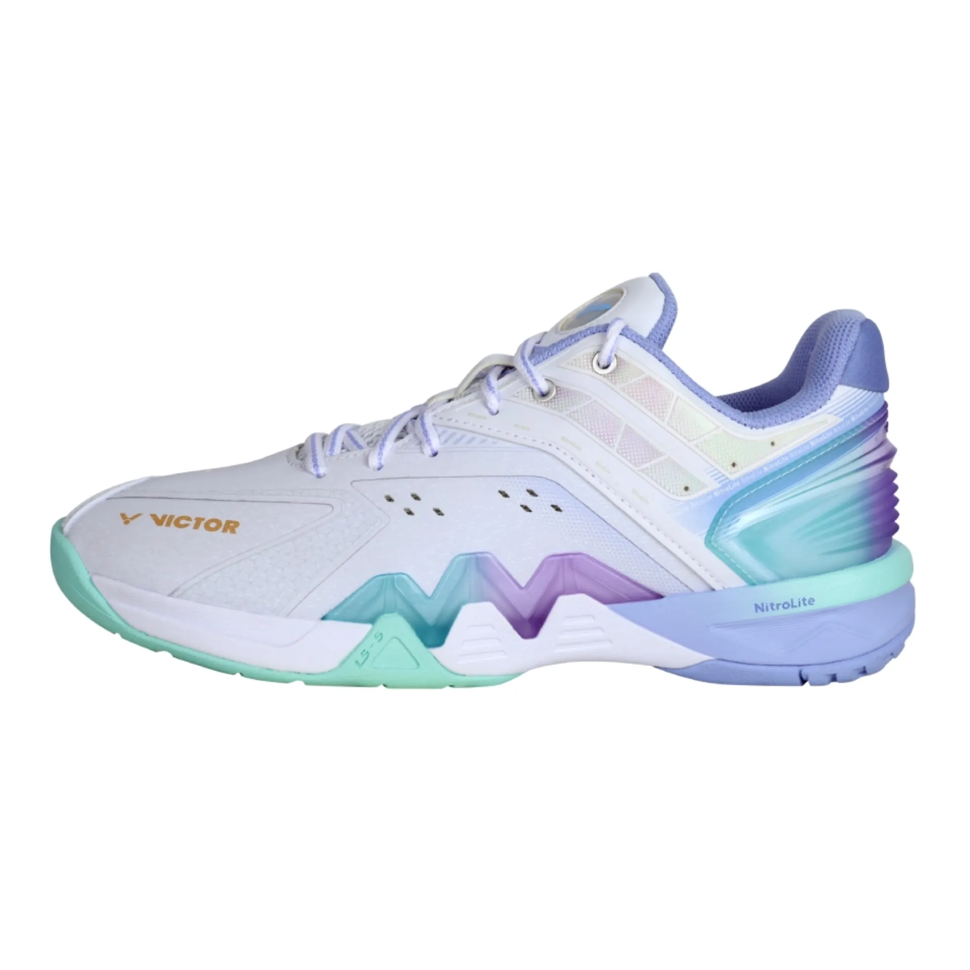 Breathable Tongue Victor P8500NLITE-AT Badminton Shoes [Brilliant White/Blue Violet]