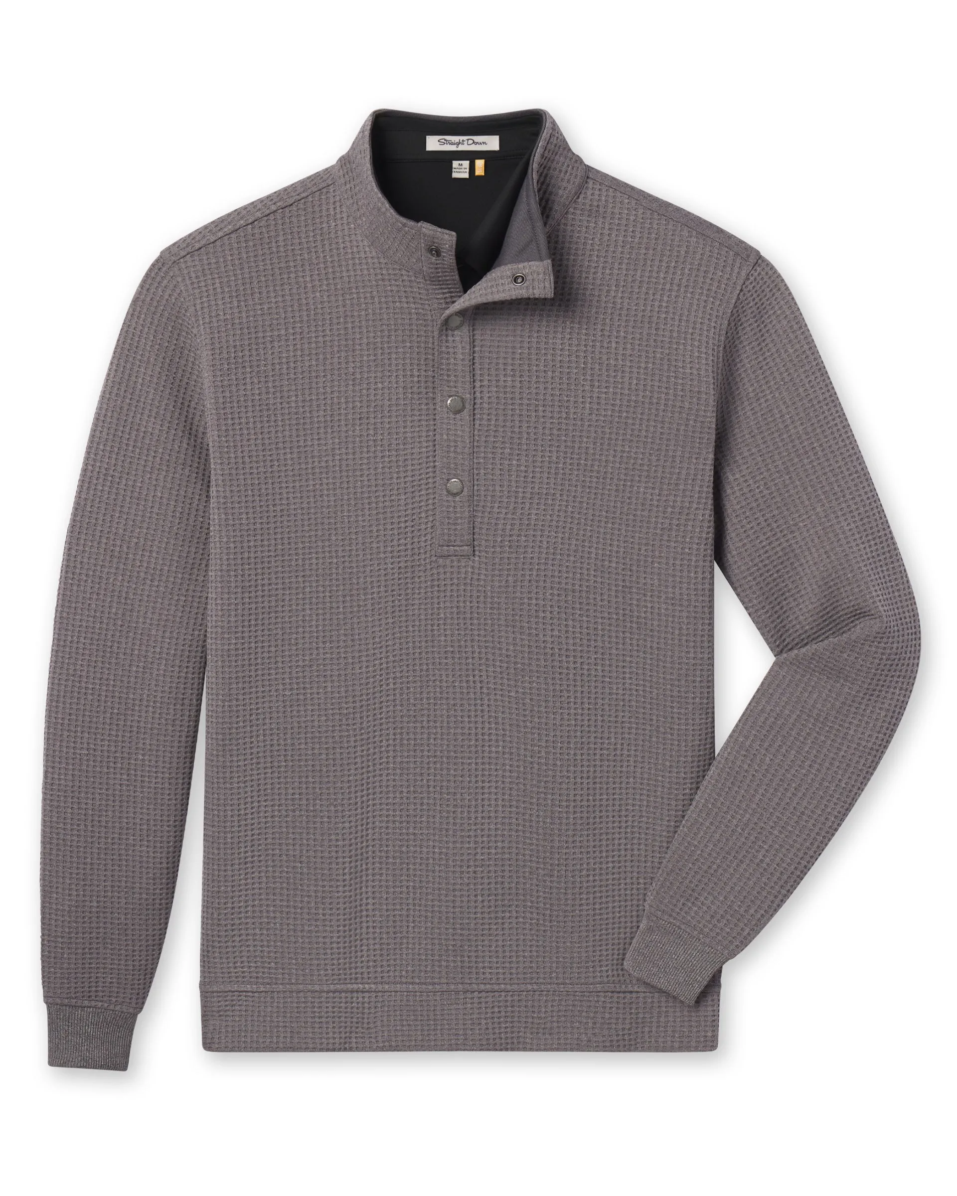 Hollister Snap Placket Pullover - Charcoal Heather Soft Touch Minimalist Button Placket