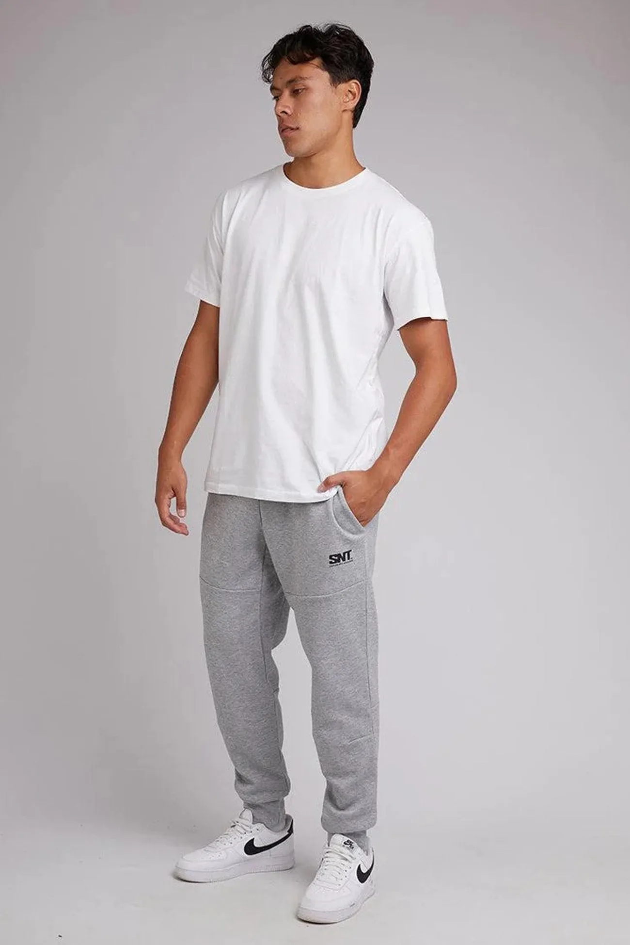 Bold Waistband Tech Track Pant Grey Marle