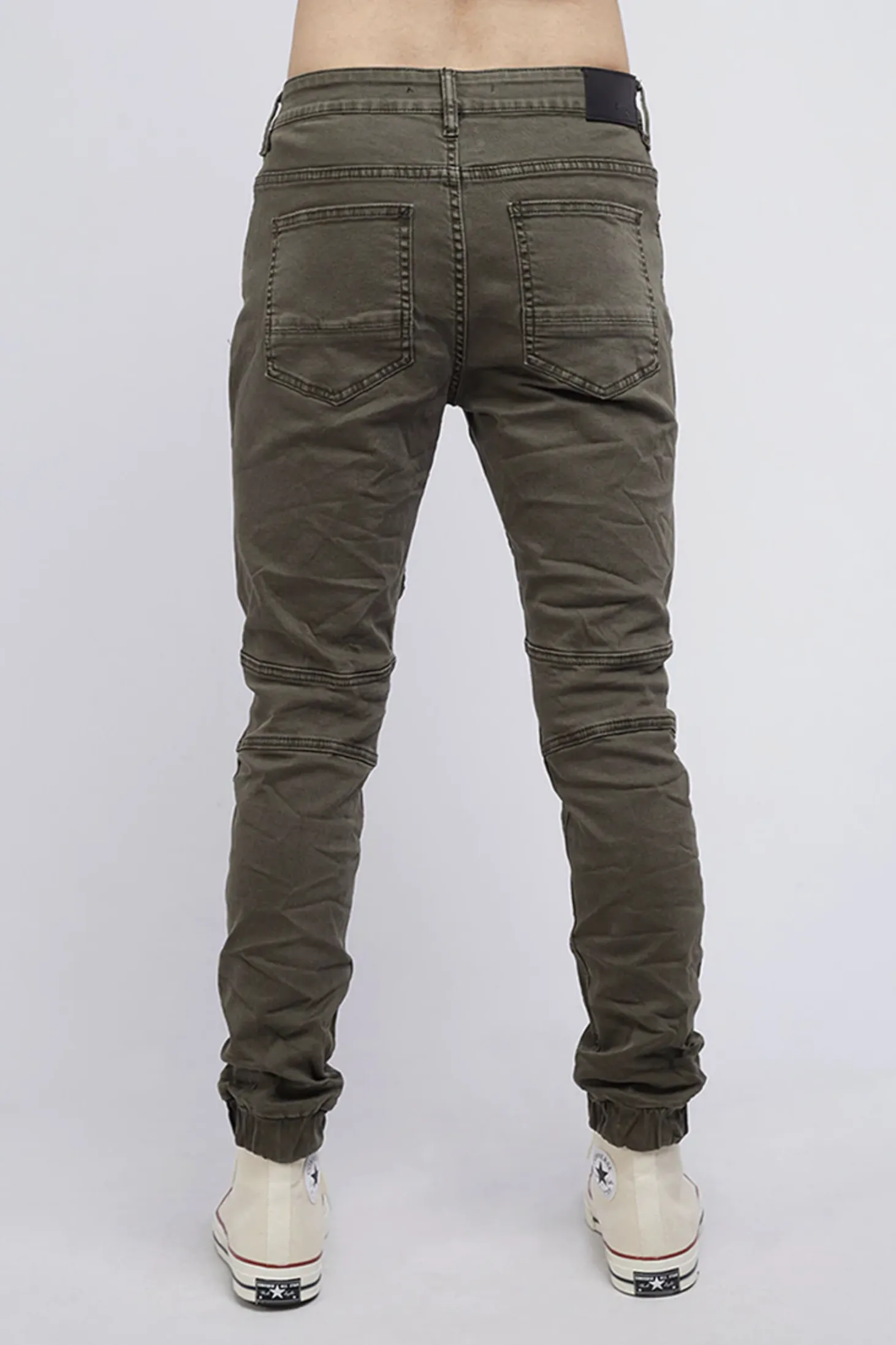 Strung Out Moto Cuffed Jean Trashed Khaki General Option