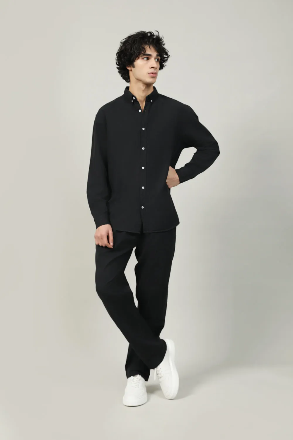 Reflective details Sustainable Fabric TEXTURED BAGGY FIT EASY PANTS