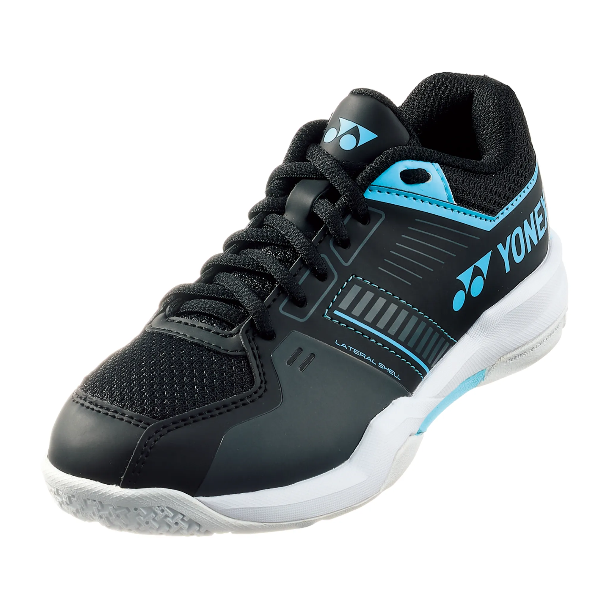 Moisture Management Layer Ergonomic Sole Yonex Power Cushion STRIDER FLOW Junior Court Shoes [Black/Blue]