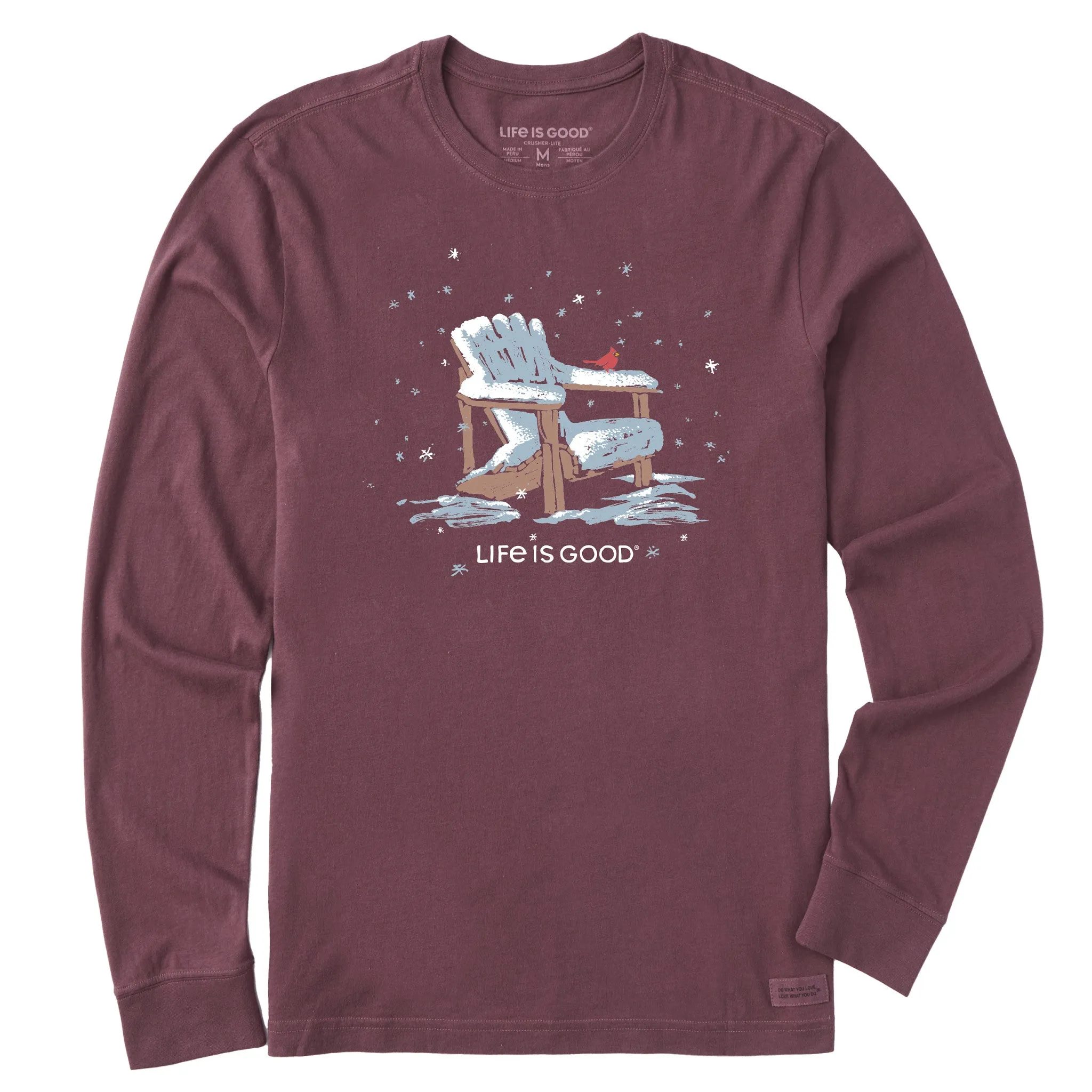 Urban Smart Everyday Fit Men's Snowy Adirondack Cardinal Long Sleeve Crusher Tee