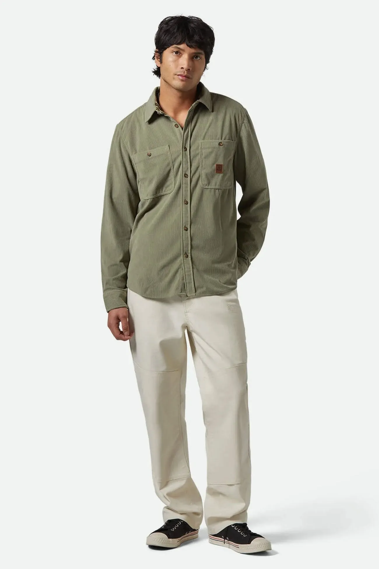 The Field Corduroy Overshirt Military Olive Tear Resistant Knit