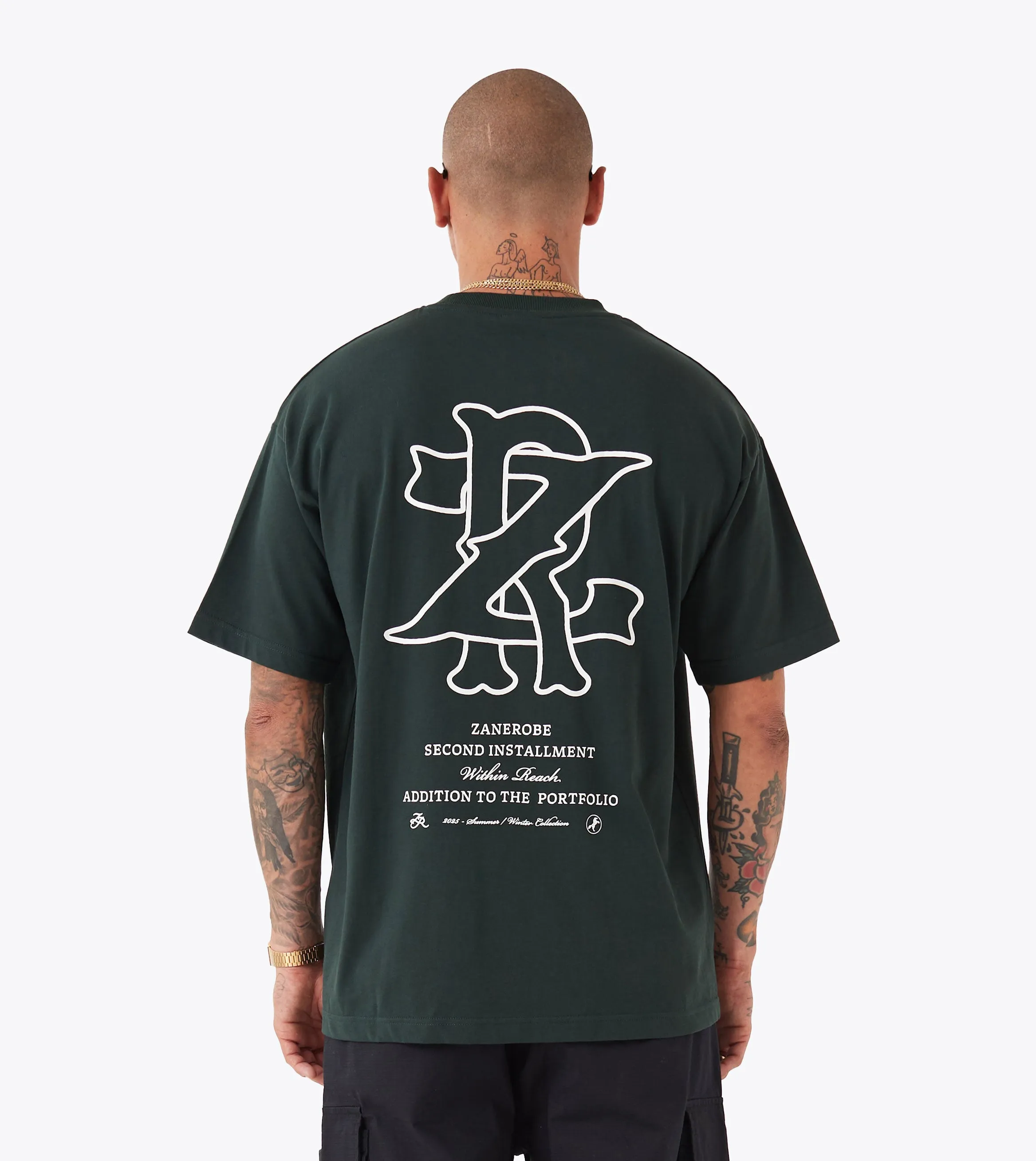 ZR Monogram Box Tee Forest Classic Comfort Style Quick Release Hem