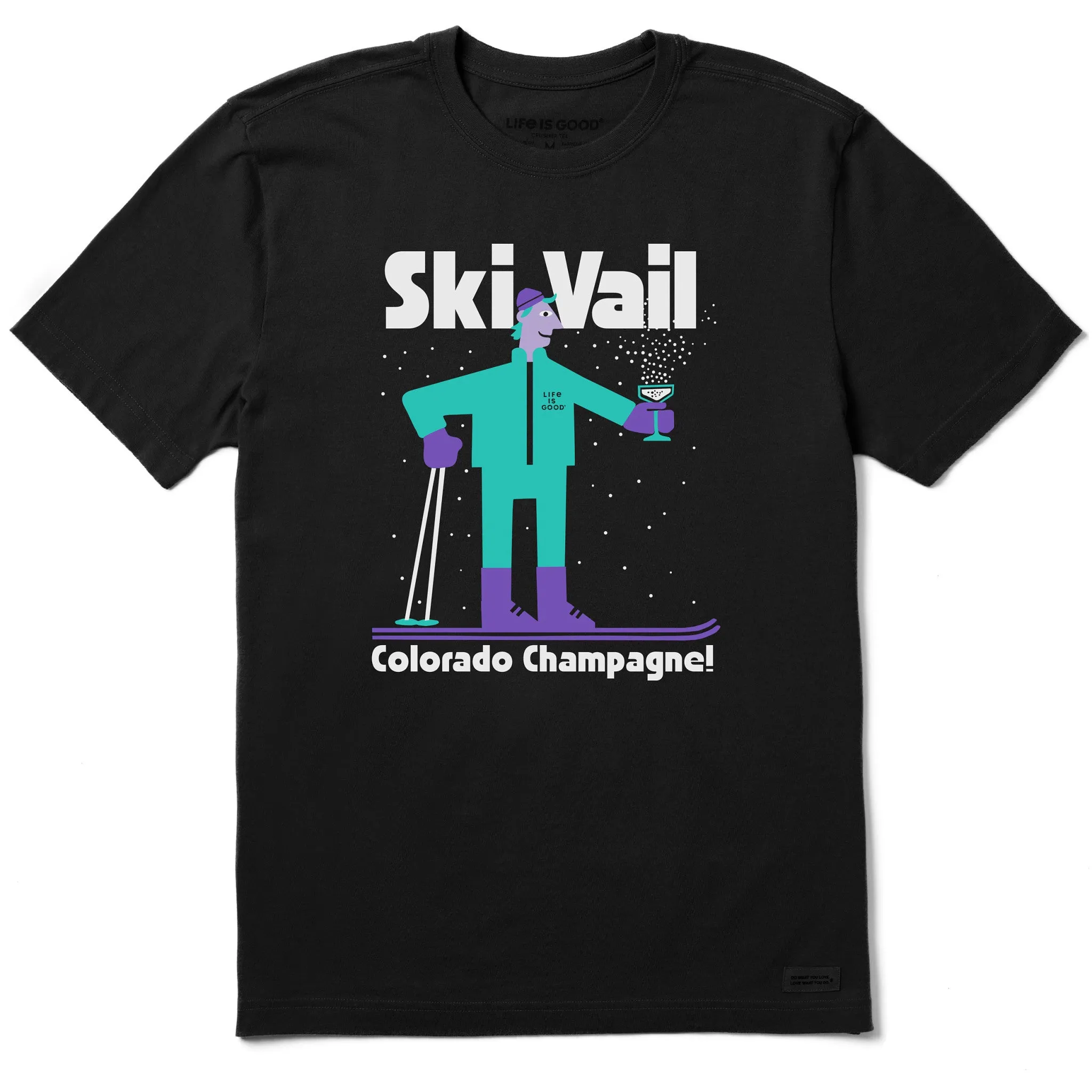 Men's Ski Vail Colorado Champagne Short Sleeve Crusher Tee Stylish Fit informal gathering