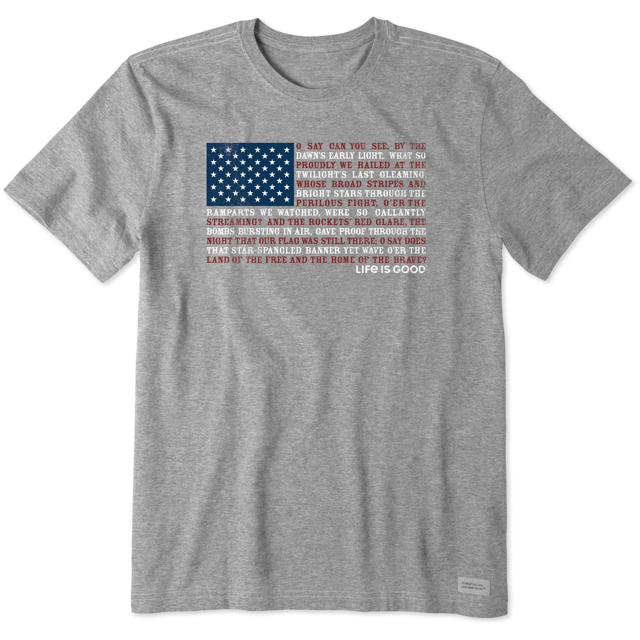 Men's Star Spangled Banner Flag Short Sleeve Crusher Tee Stretch waistband Breathable Comfort Design