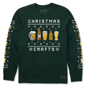 VintageWashEffect Men's Ugly Sweater Christmas Crafts Long Sleeve Crusher Tee