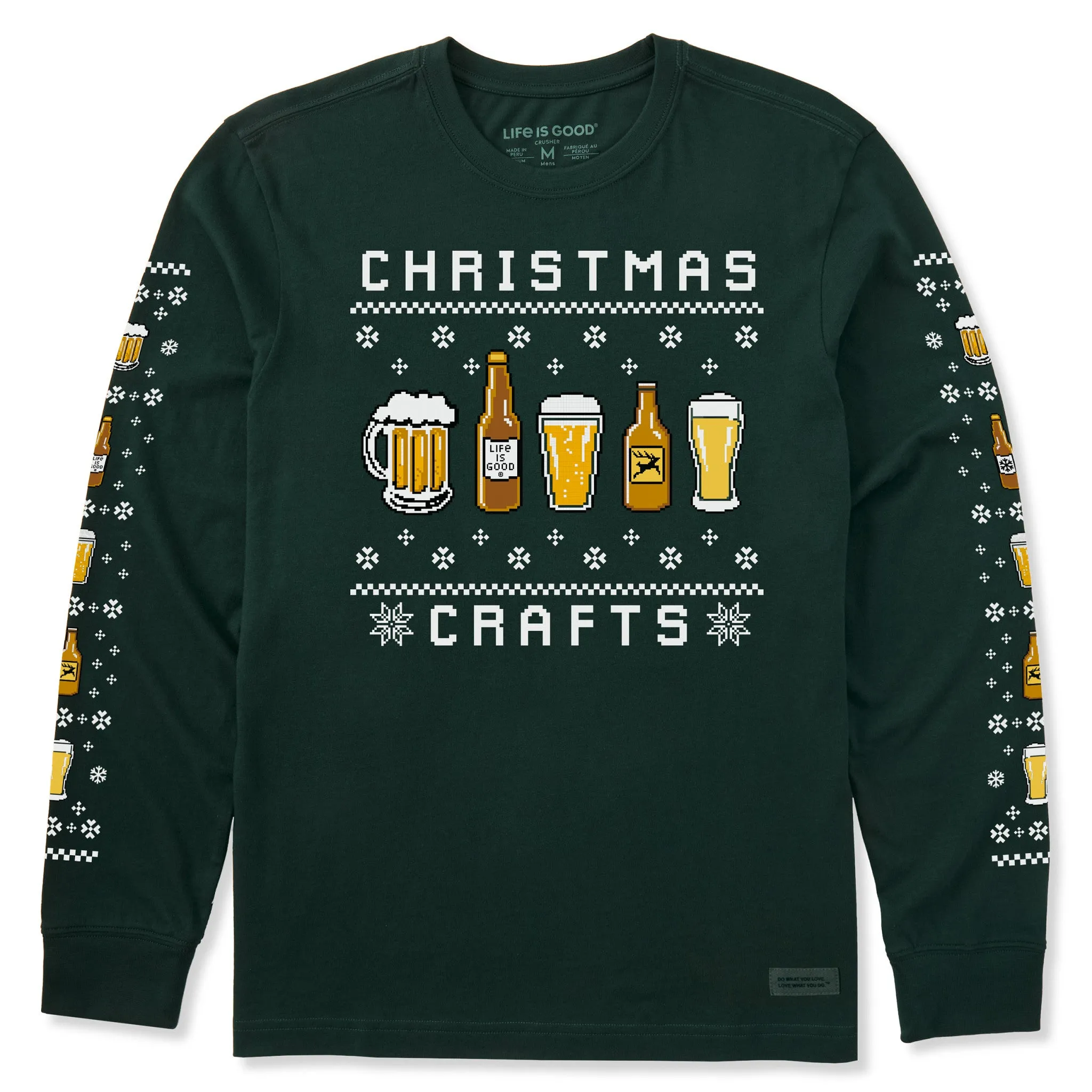 VintageWashEffect Men's Ugly Sweater Christmas Crafts Long Sleeve Crusher Tee