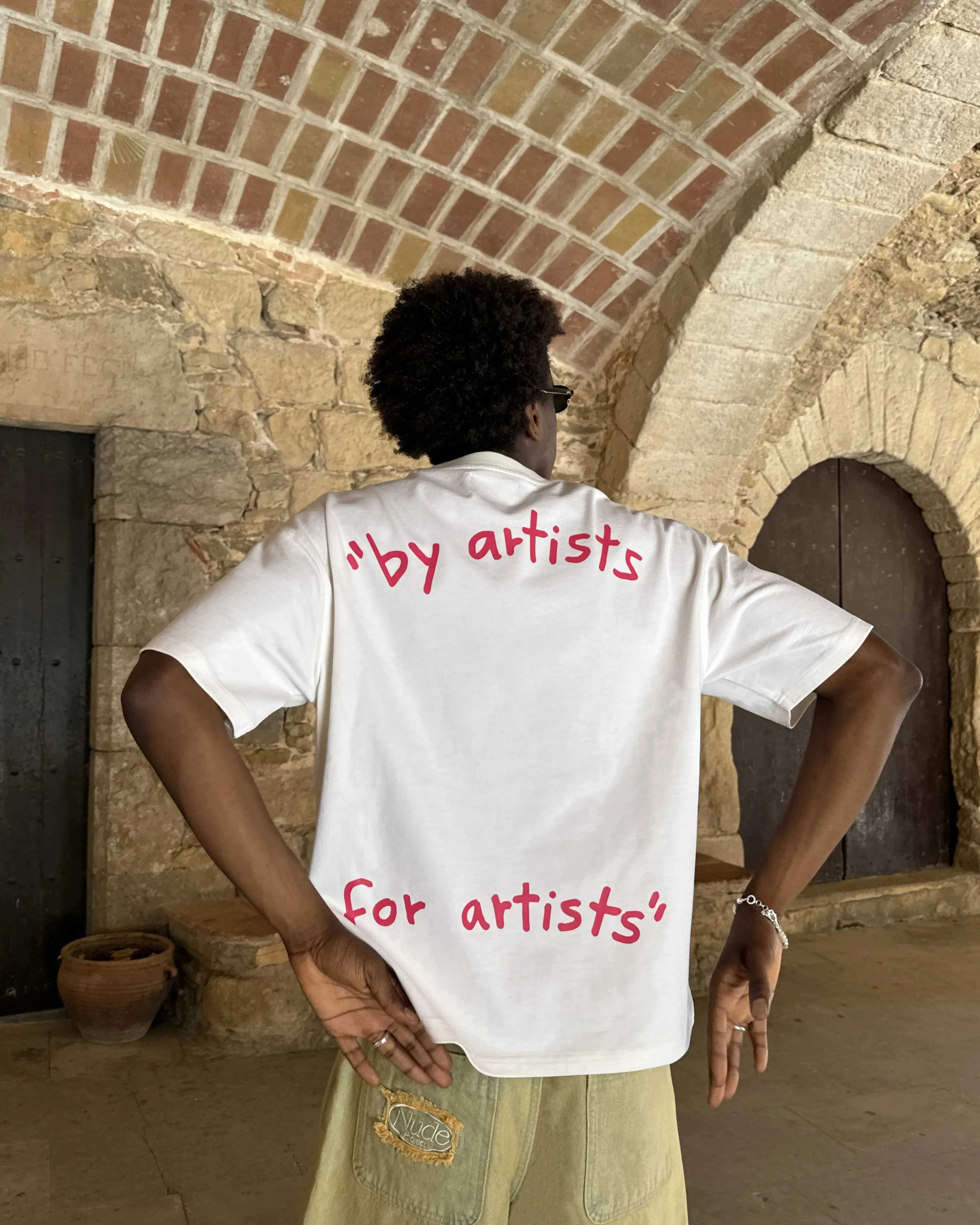 Motto Tee Beige LayeredSleeveConstruction