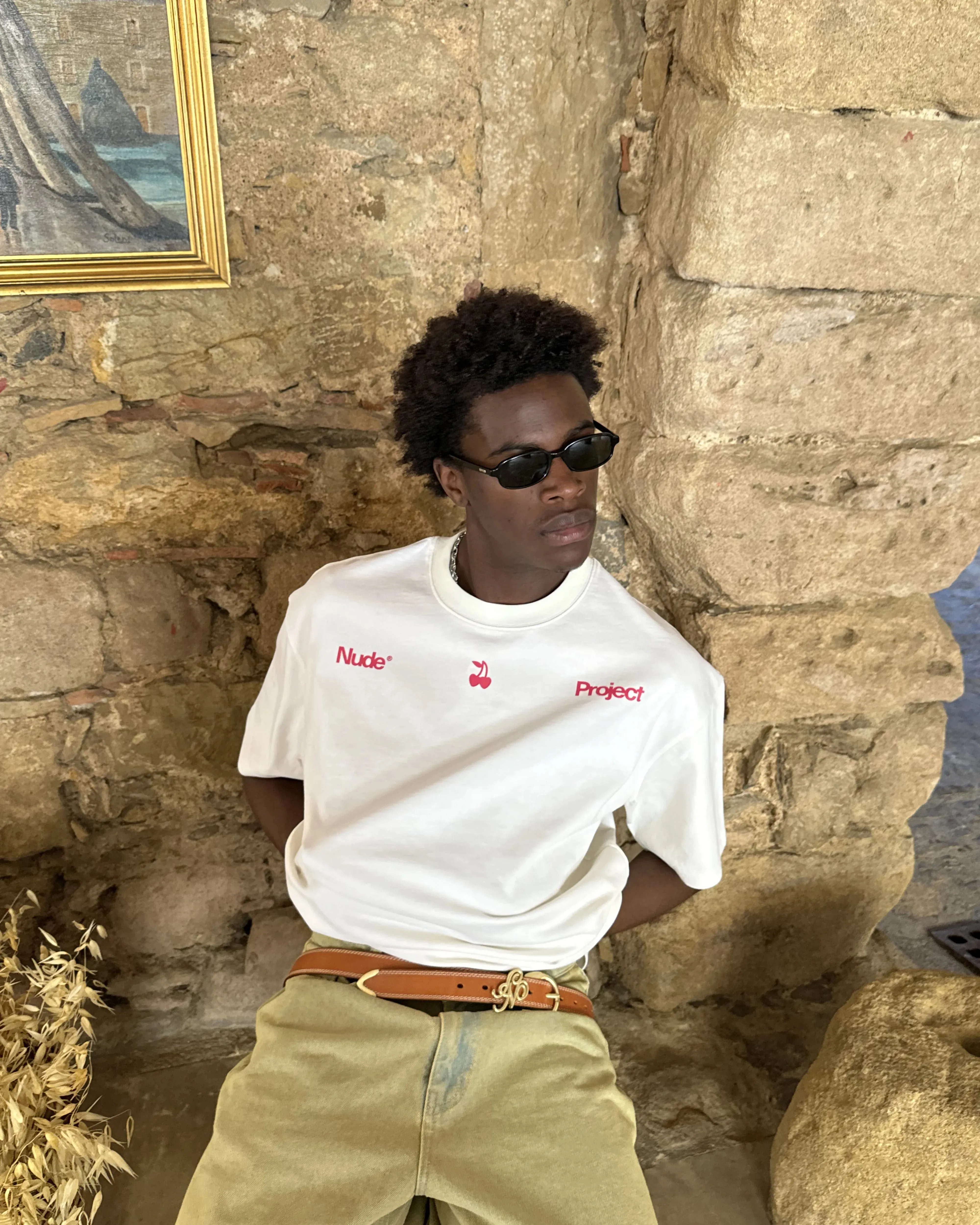 Spring Freshness Motto Tee Beige