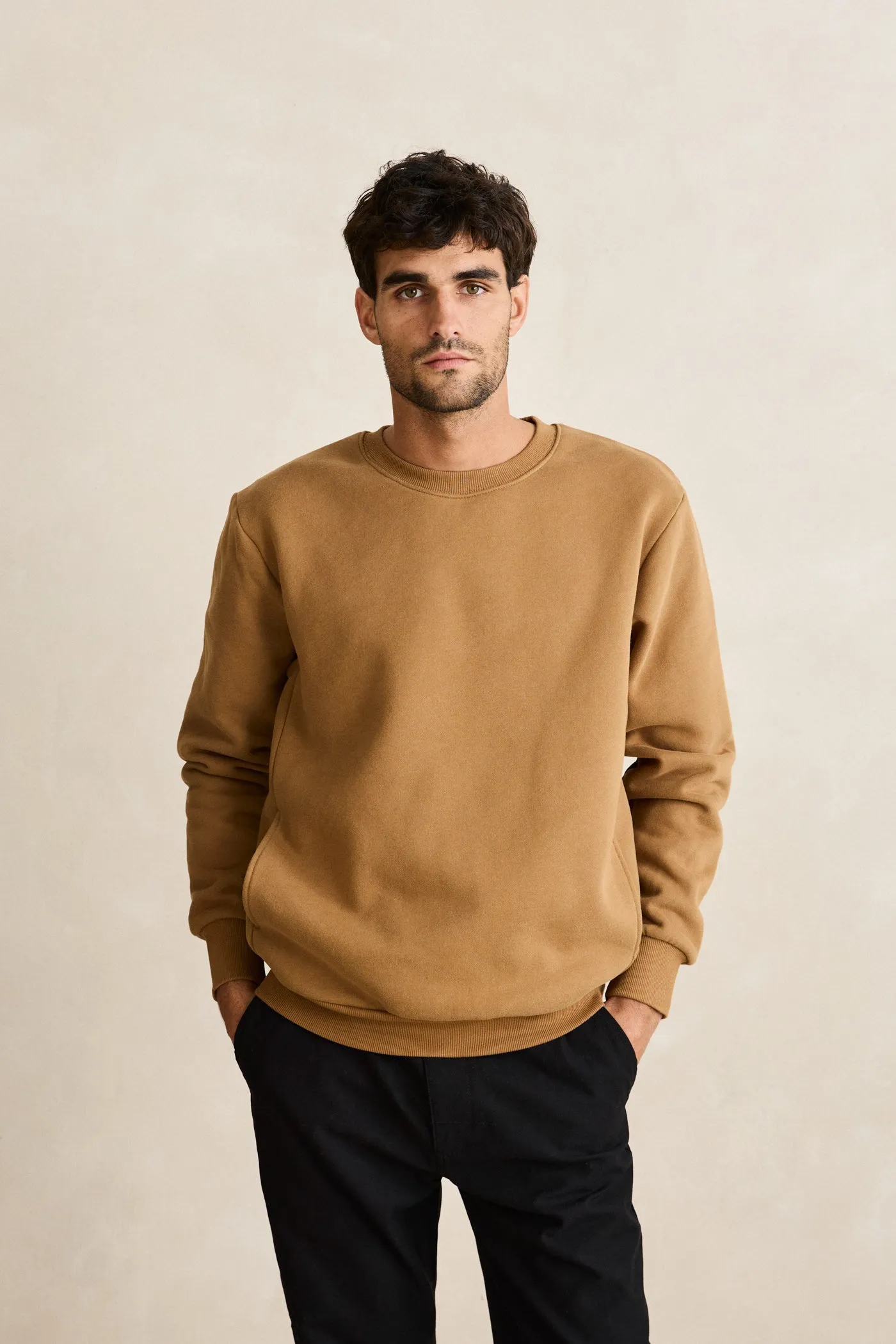 Classic Fleece Crew Ochre Bow Accents
