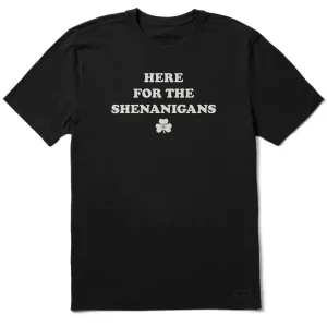 Men's Here for the Shenanigans Short Sleeve Crusher Tee Oversized Cut
