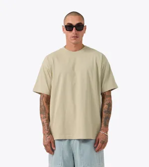 Sleek Waist TexturedWeavePattern Box Tee Sage