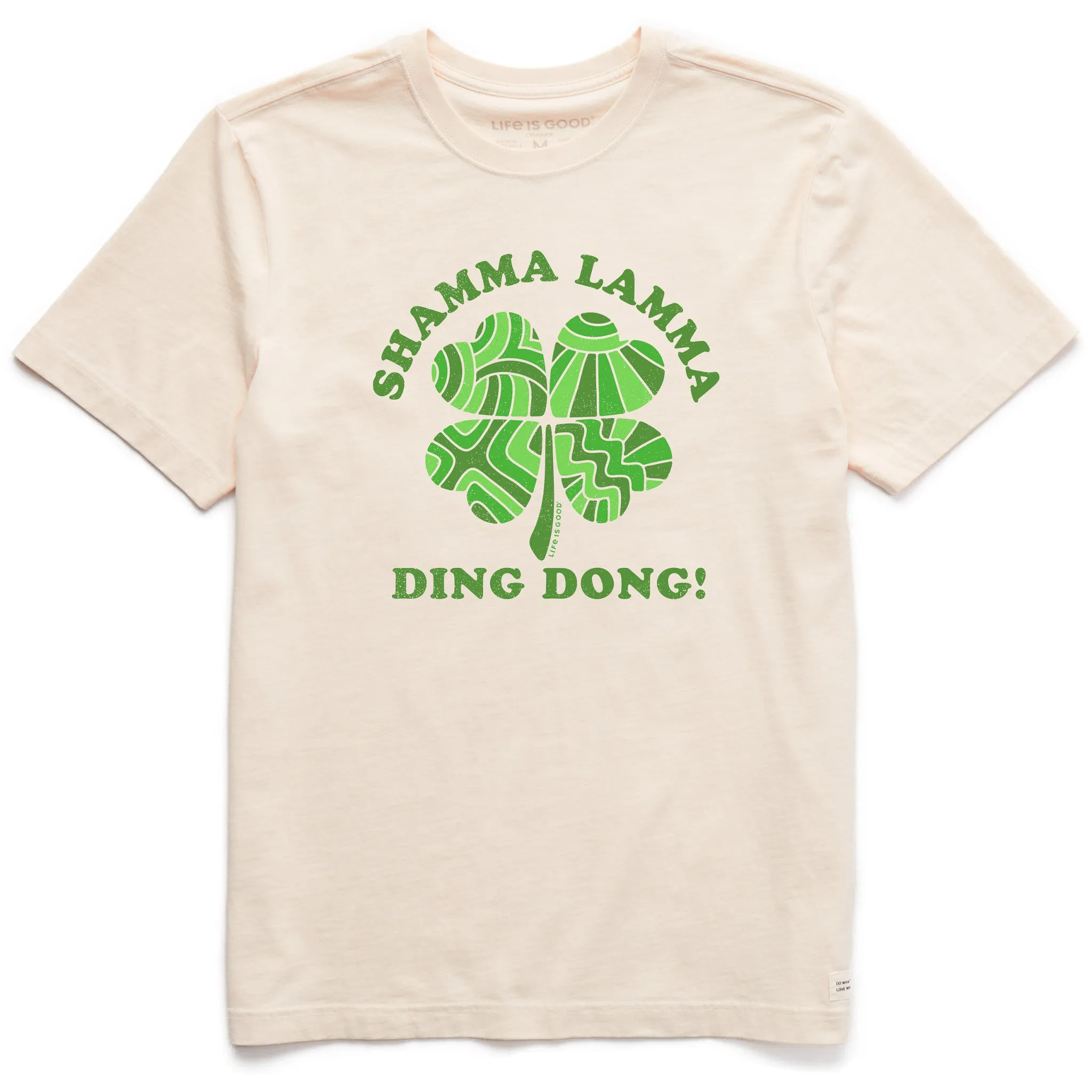Men's Shamma Lamma Ding Dong Short Sleeve Crusher Tee regular but not boring Dimensional Stability Weave