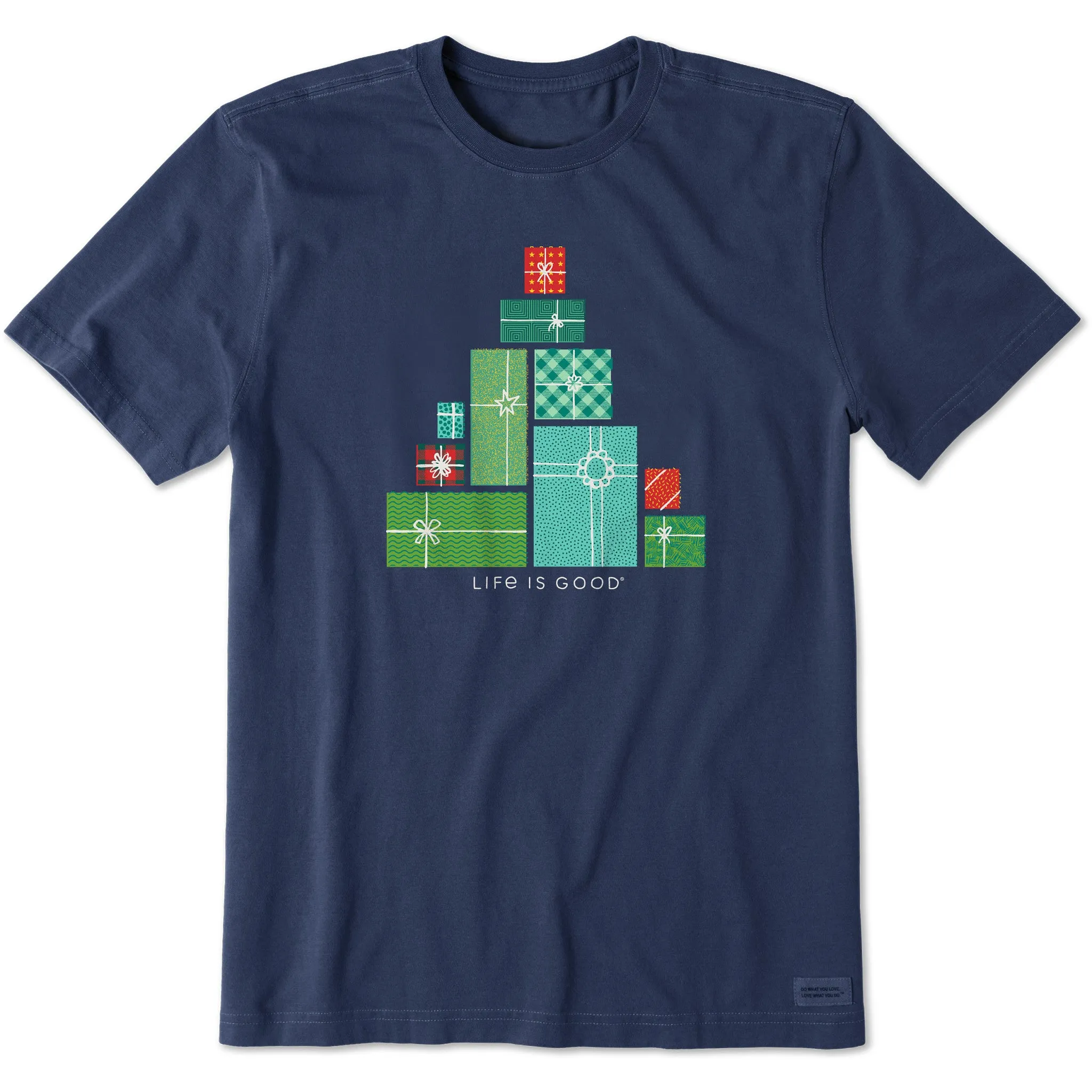 Cool Weather Wear Men's Xmas Presents Tree Short Sleeve Crusher Tee