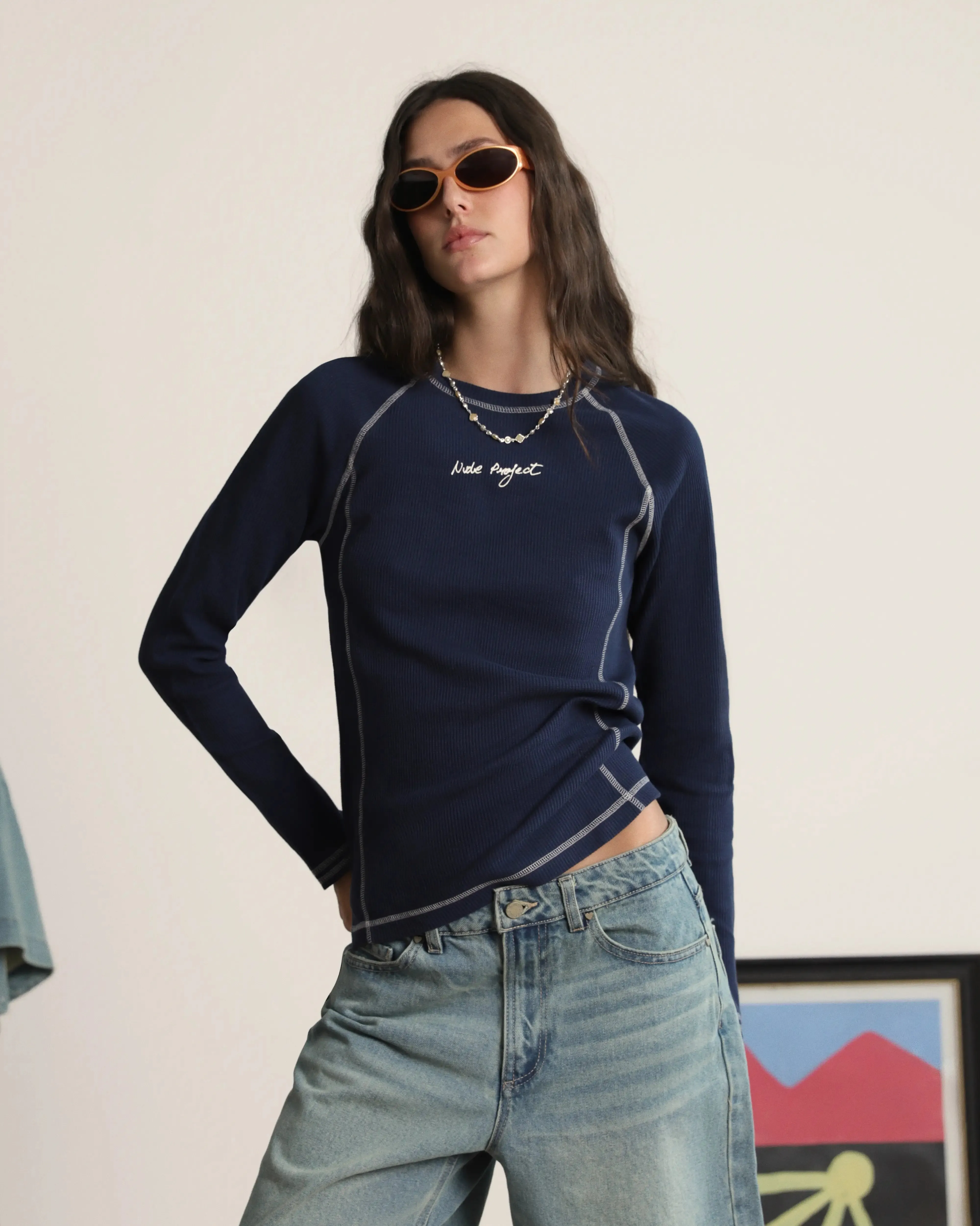 Relaxed Vibe Waffle Long-Sleeve Tee 2 Pack Cocoa/Navy