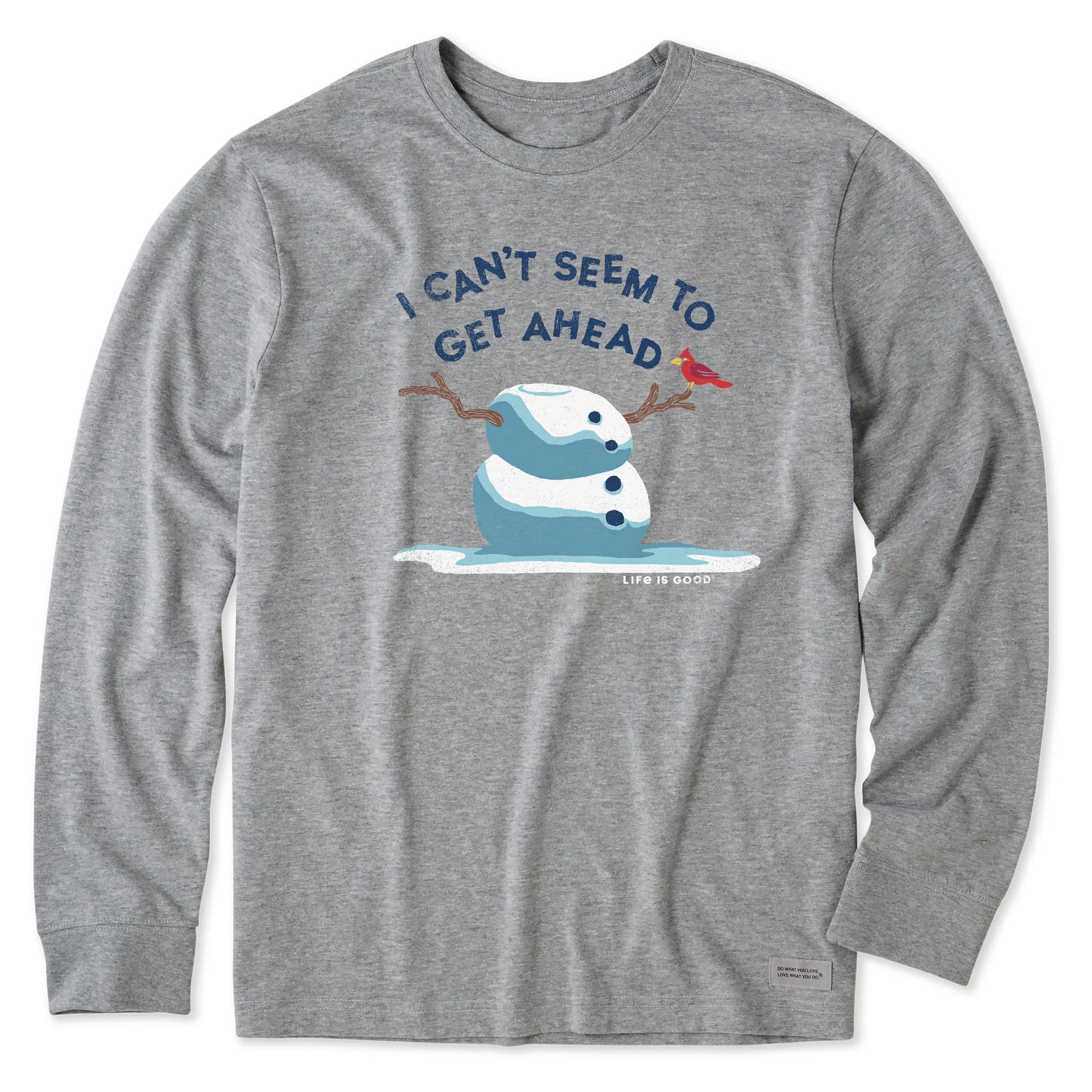 Men's Get Ahead Snowman Long Sleeve Crusher Tee Antibacterial Treatment