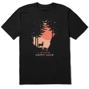 Smooth Neckline Men's Happy Hour Deer Sunset Short Sleeve Crusher Tee