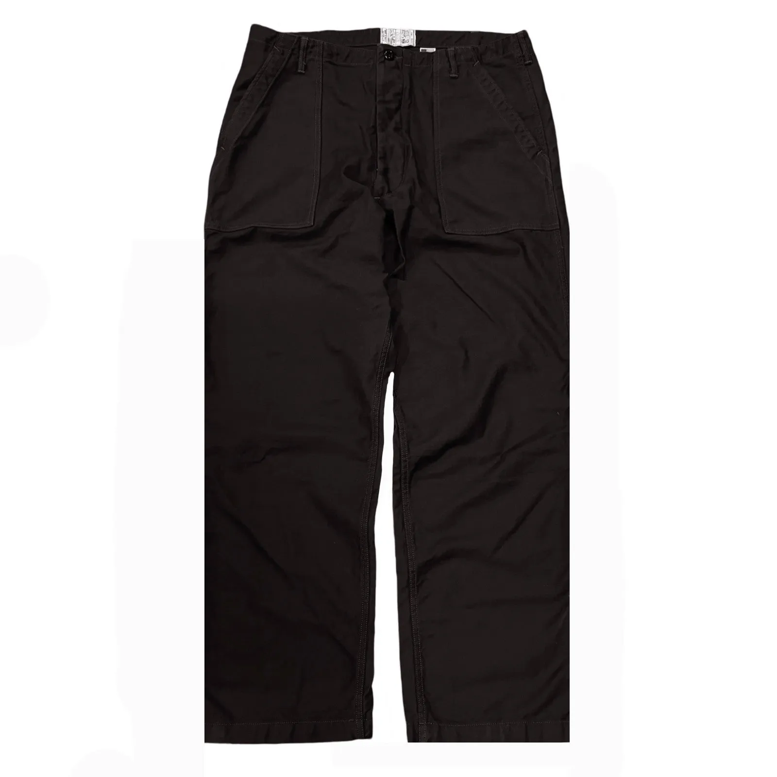 107 60's era GI chinos in 12 oz West Point Black Baker Back Cotton Satin Shape Flex