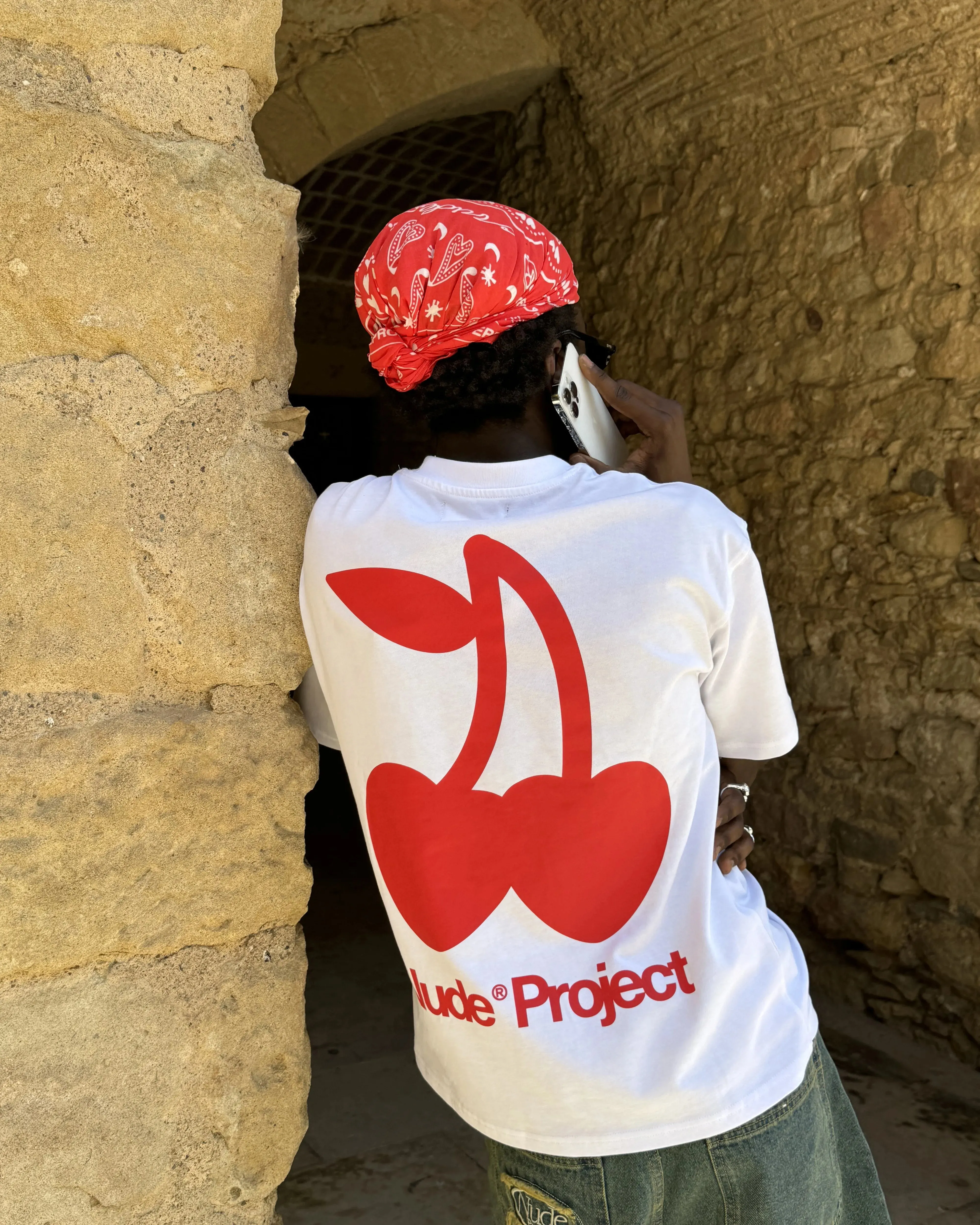 Cherry Logo Tee White MoistureControlFibers Anti Pilling Fabric