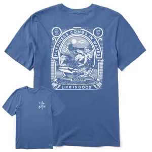 Subtle Embroidery Men's Happiness Comes in Waves Jake Short Sleeve Tee