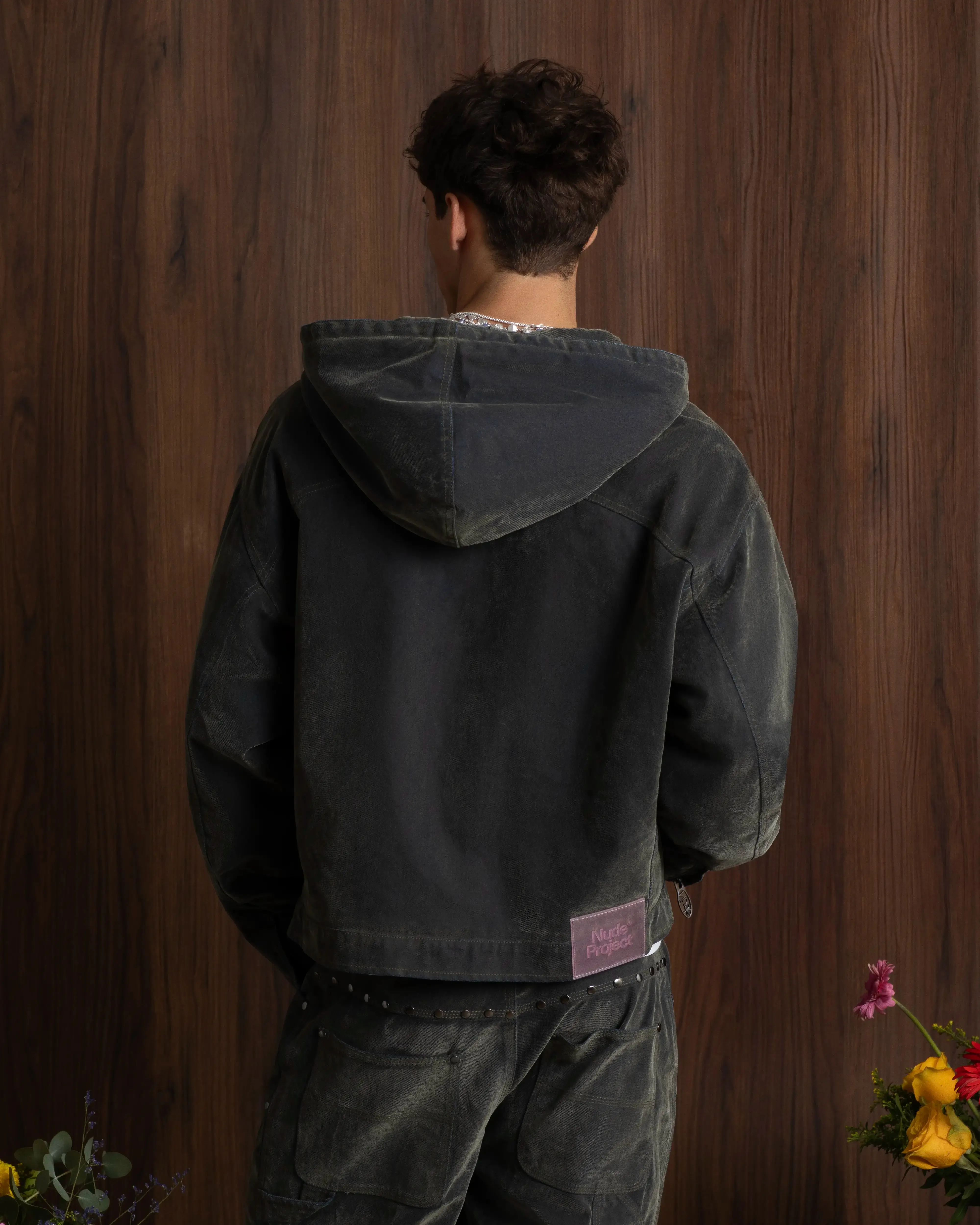 Velvet Denim Worker Jacket Pocket Details Durable Outer Layer