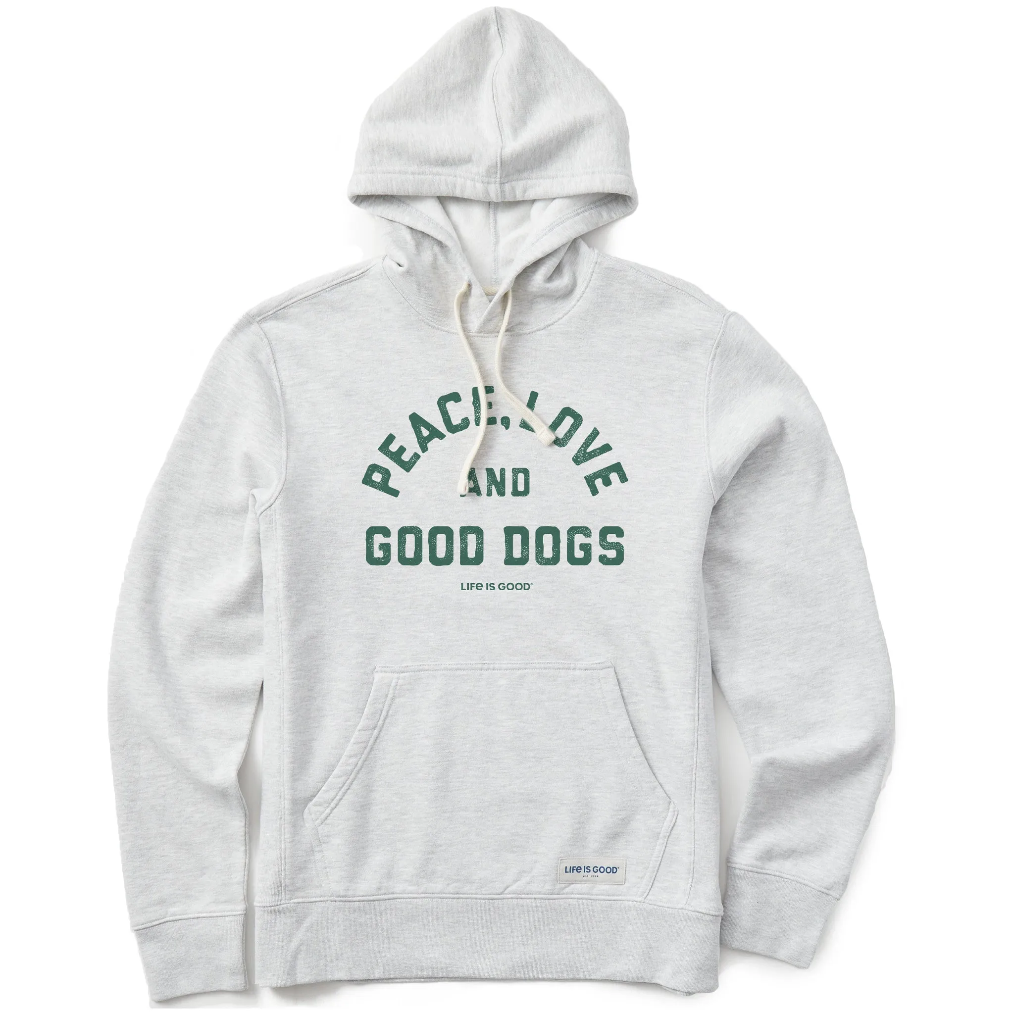 Men's Peace Love and Good Dogs Simply True Fleece Hoodie Long Sleeve Comfy Design