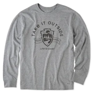 Casual Choice Wear Men's Take it Outside Emblem Long Sleeve Crusher Tee