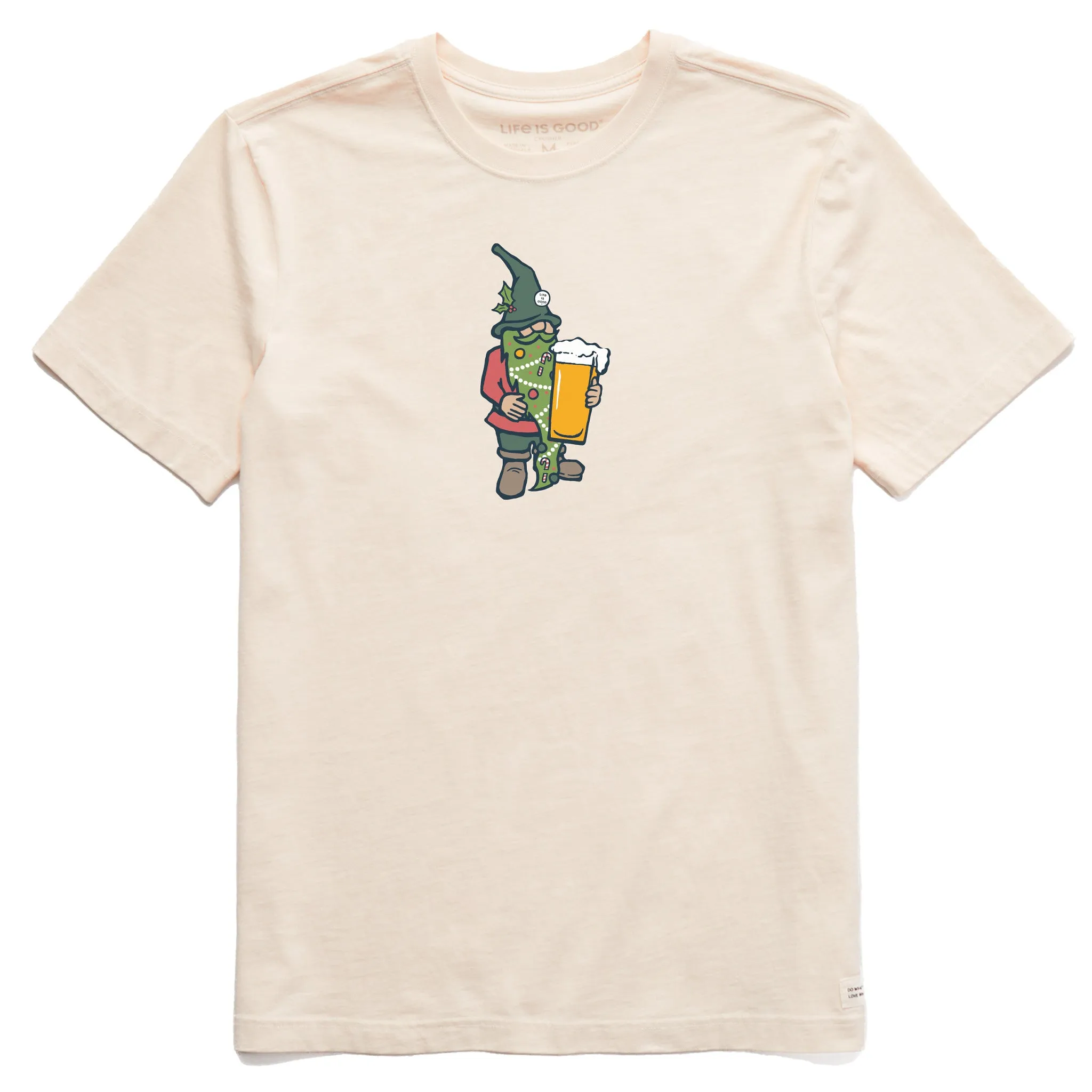 Men's Holiday Beer Gnome Short Sleeve Crusher Tee Eco Certified Textile