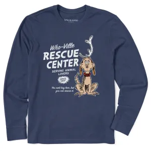 Breathable Layer Fit Relaxed Vibes Men's WhoVille Rescue Center In Color Long Sleeve Crusher Tee