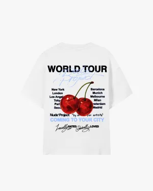 Nude Tour Tee White Cozy Vibes DropShoulderDesign
