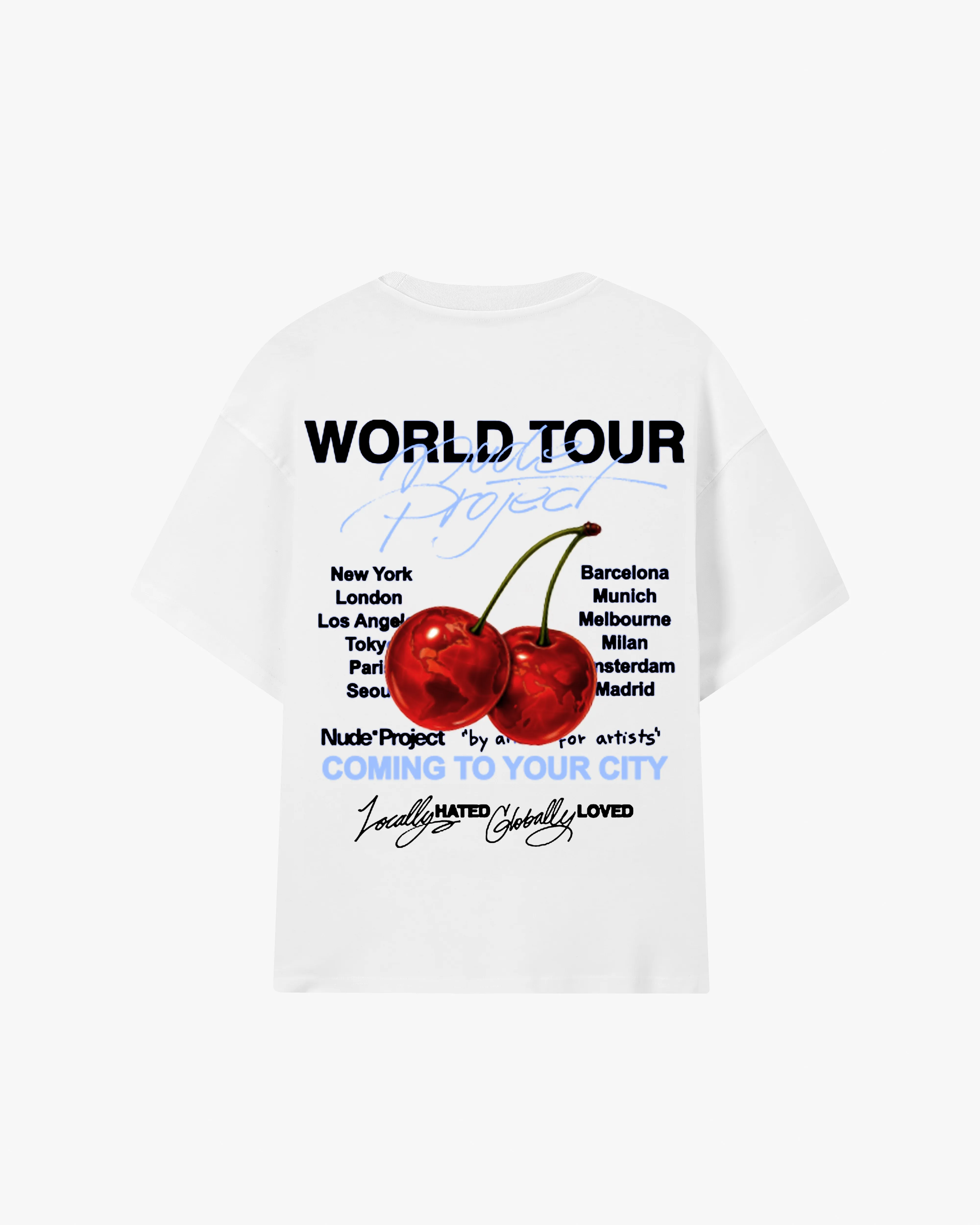 Nude Tour Tee White Cozy Vibes DropShoulderDesign