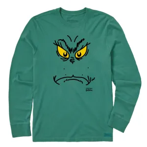 adults' Feminine Fit Men's Grinchy Face Long Sleeve Crusher Tee