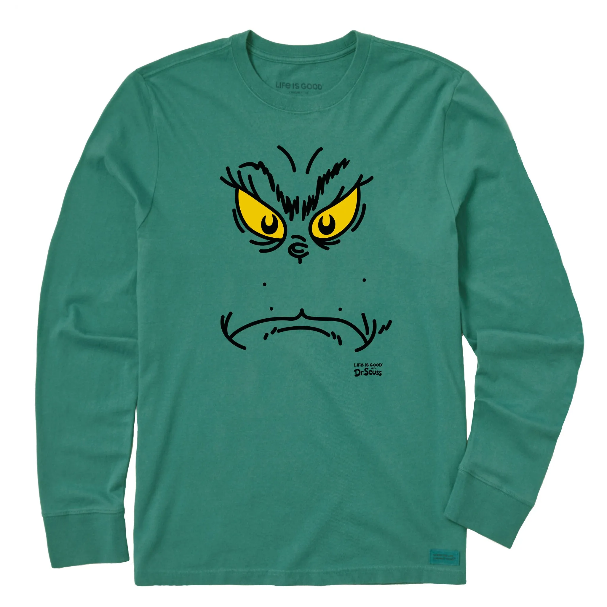 Men's Grinchy Face Long Sleeve Crusher Tee Cozy Vibes